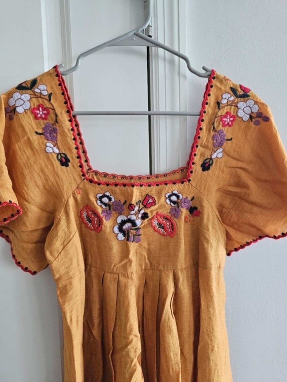 Madewell Embroidered Square-Neck Mini Dress Size XXS - Picture 4 of 7